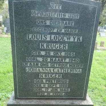 KRUGER Louis Lodewyk 1865-1940 &amp; Johanna Catherina PRETORIUS 1868-1943