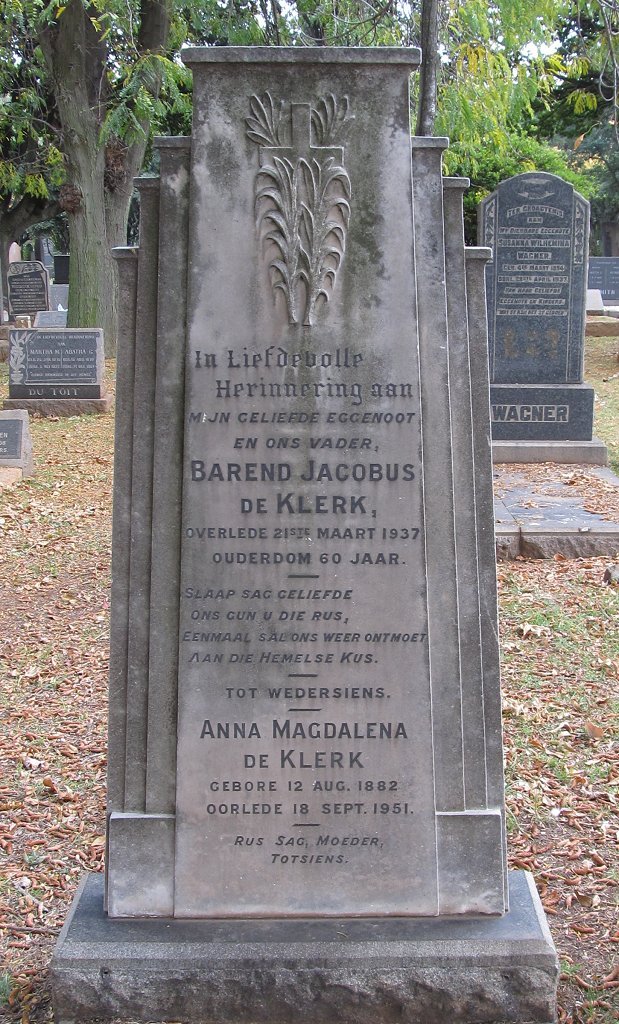 KLERK Barend Jacobus, de -1937 &amp; Anna Magdalena 1882-1951