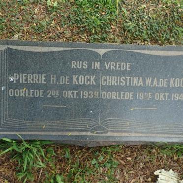 KOCK Pierrie H., de -1939 &amp; Christina W.A. -1949