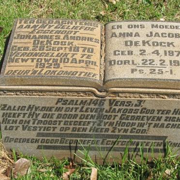 KOCK Johannes Andries, de 1870-1929 &amp; Anna Jacoba 1879-1963