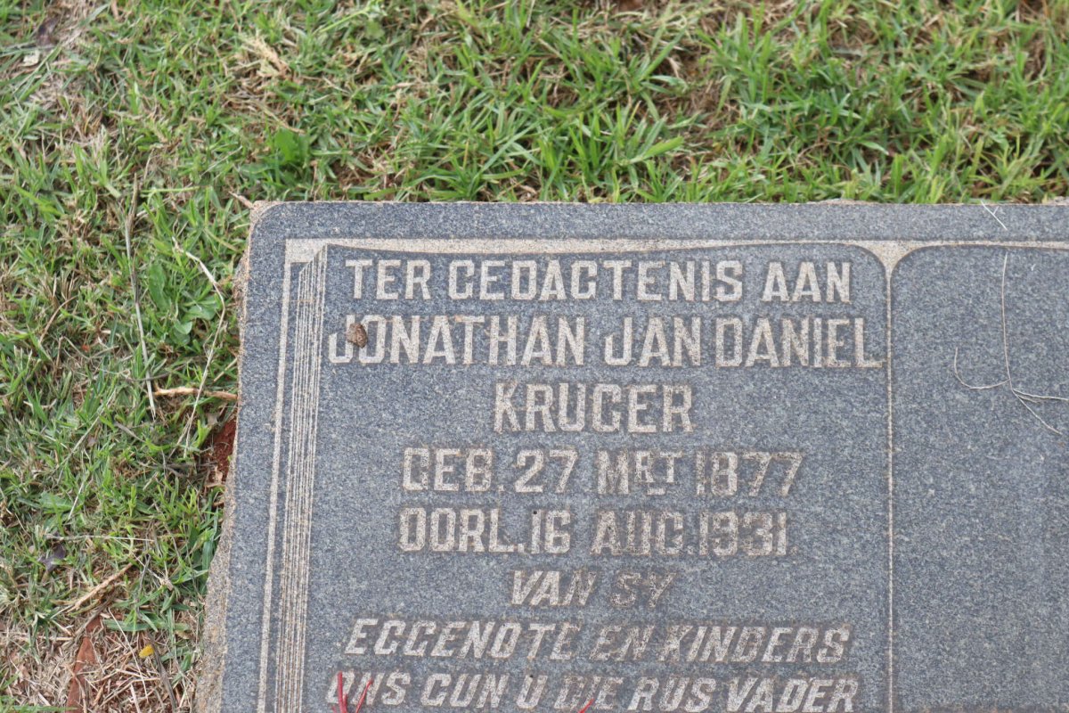 KRUGER Jonathan Jan Daniel 1877-1931