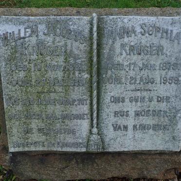KRUGER Willem Jacobus 1881-1939 &amp; Anna Sophia 1879-1959