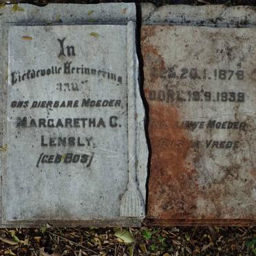 LENSLY Margaretha C. nee BOS 1878-1939