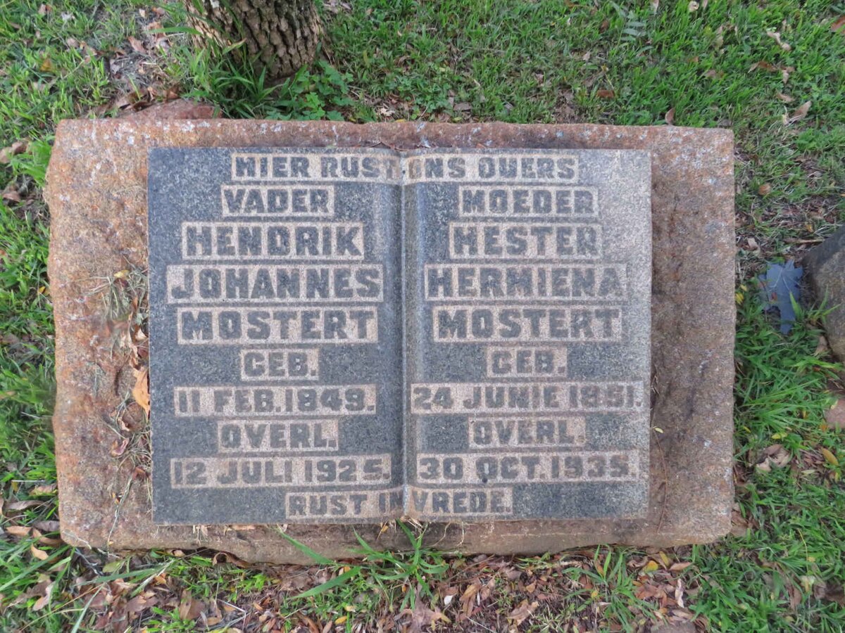 MOSTERT Hendrik Johannes 1849-1925 &amp; Hester Hermiena 1851-1935