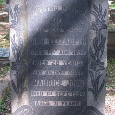 MACNEE Maurice John -1954 &amp; Ann Elizabeth -1935