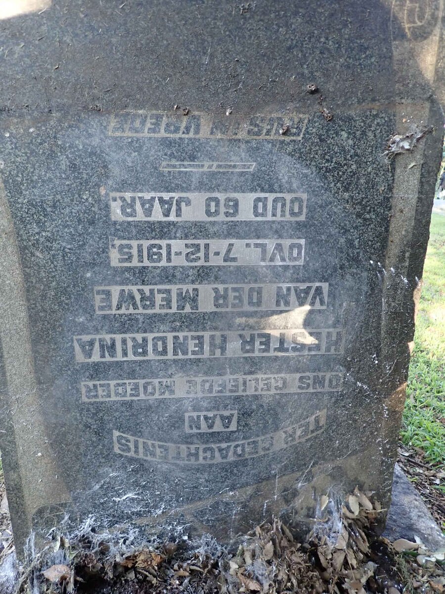 MERWE Hester Hendrina, van der -1915