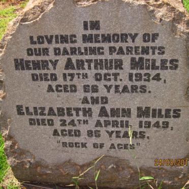 MILES Henry Arthur -1934 &amp; Elizabeth Ann -1949