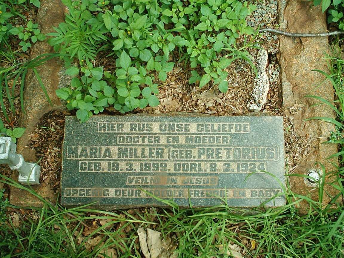 MILLER Maria nee PRETORIUS 1899-1924