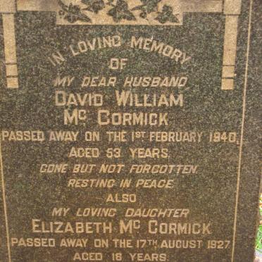 McCORMICK David William -1940 :: McCORMICK Elizabeth -1927