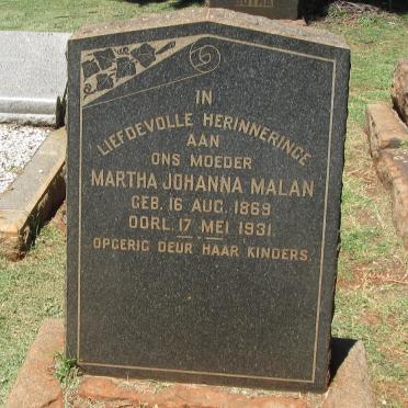 MALAN Martha Johanna 1869-1931