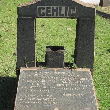 NIEKERK Magdalena Susanna, van -1929 :: GEHLIG Magdalena Johanna -1943