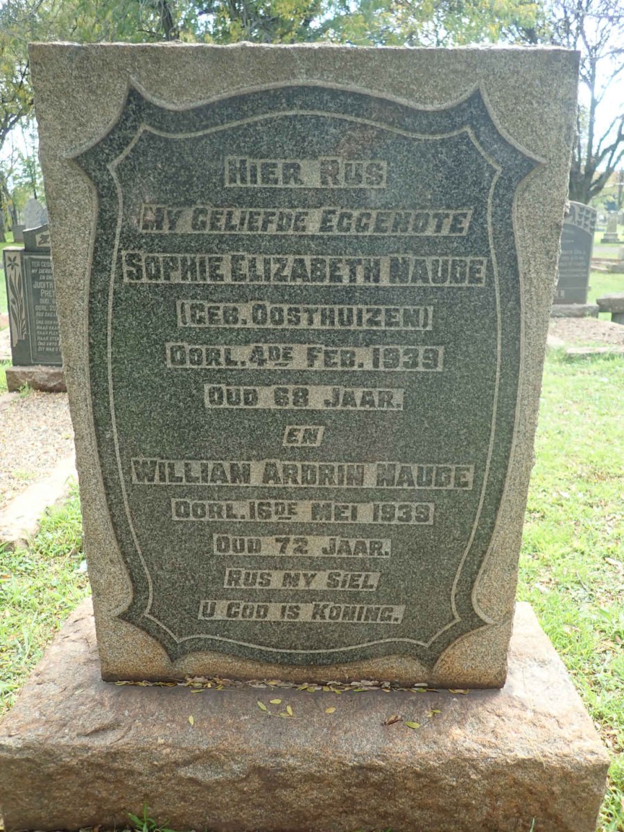 NAUDE William Ardrin -1939 &amp; Sophie Elizabeth OOSTHUIZEN -1939