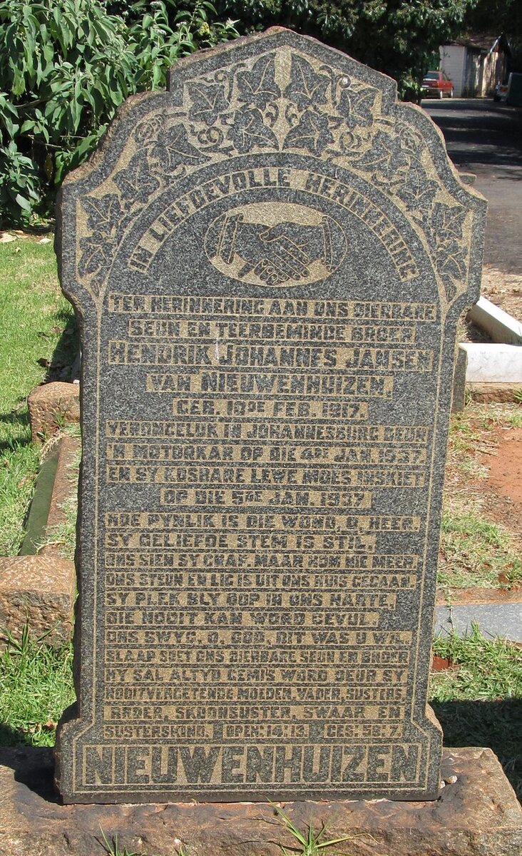 NIEUWENHUIZEN Hendrik Johannes, Jansen van 1917-1937