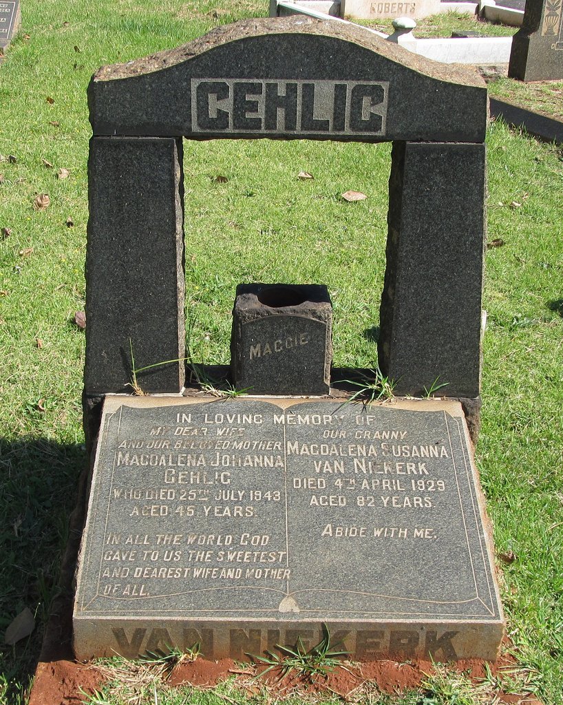 NIEKERK Magdalena Susanna, van -1929 :: GEHLIG Magdalena Johanna -1943