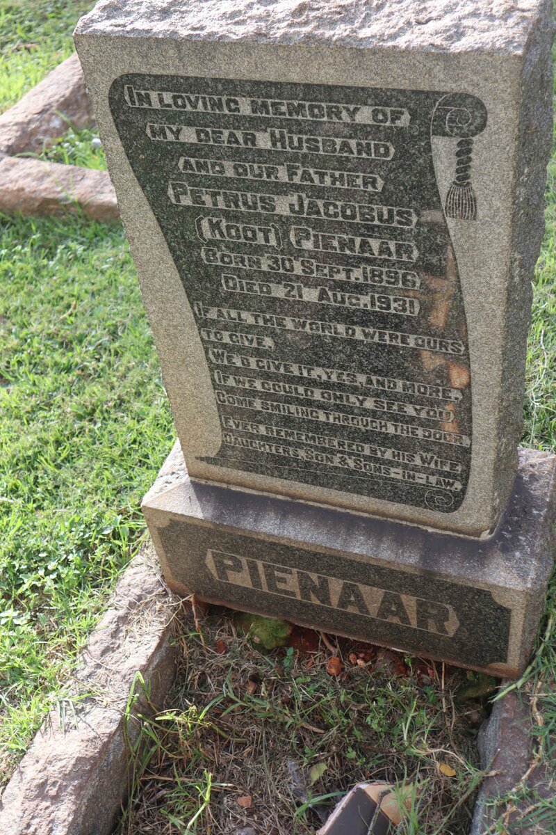 PIENAAR Petrus Jacobus 1896-1931
