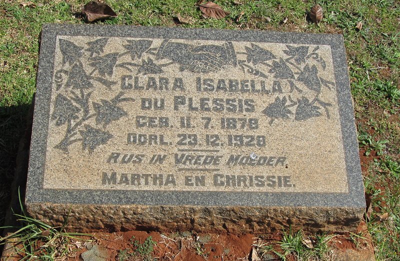 PLESSIS Clara Isabella, du 1878-1928