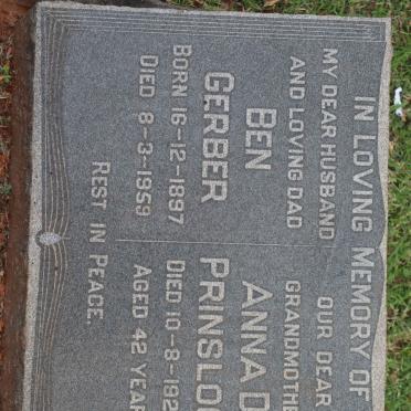PRINSLOO Anna D. - 1923 :: GERBER Ben 1897-1959 
