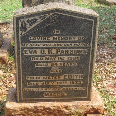 PARSONS Eva D.K. -1930 :: Edith -1922