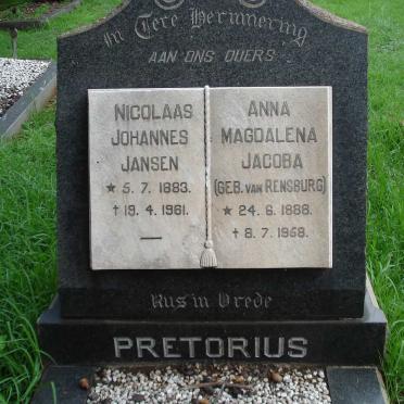 PRETORIUS Nicolaas Johannes Jansen 1883-1961 &amp; Anna Magdalena Jacoba VAN RENSBURG 1888-1958