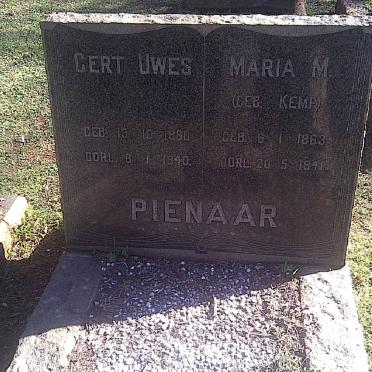 PIENAAR Gert Uwes 1860-1940 &amp; Maria M. KEMP 1863-1941