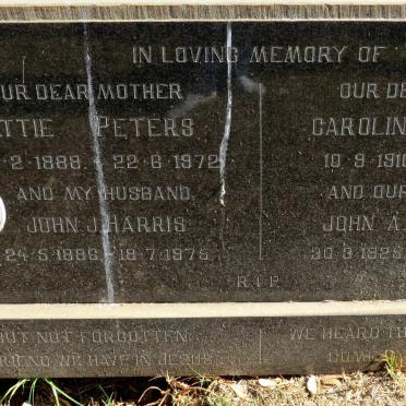 PETERS Attie 1888-1972 :: HARRIS John J. 1886-1975 :: PETERS Caroline 1910-1924 :: PETERS John A. 1925-1942