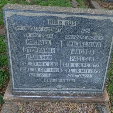 PAULSEN Michael Stephanus 1869-1939 &amp; Wilhelmina Jacoba 1877-1973