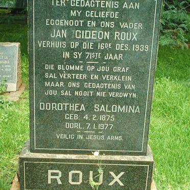 ROUX Jan Gideon -1939 &amp; Dorothea Salomina 1875-1977