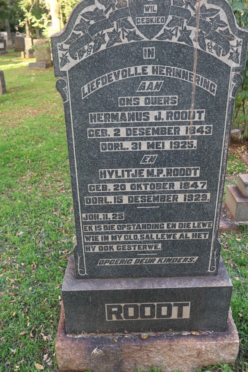 ROODT Hermanus J. 1843-1925 &amp; Hylitje M.P. 1847-1929