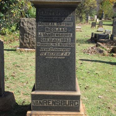 RENSBURG Micheal Antonie Nicolaas, J. van 1893-1928