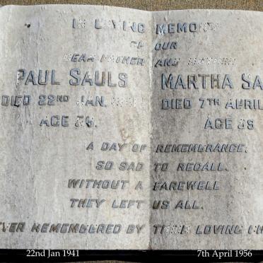 SAULS Paul -1941 &amp; Martha -1956