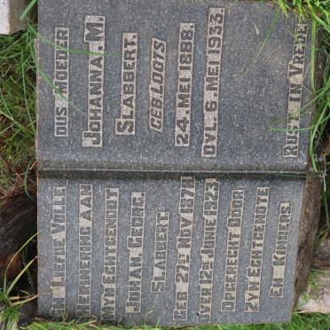 SLABBERT Johan Georg 1878-1923 &amp; Johanna M. LOOTS 1888-1933