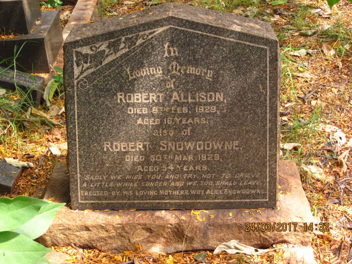 SNOWDOWNE Robert -1929 :: ALLISON Robert -1928