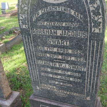 SWART Abraham Jacobus 1852-1922 &amp; Elizabeth W.J. 1865-1952