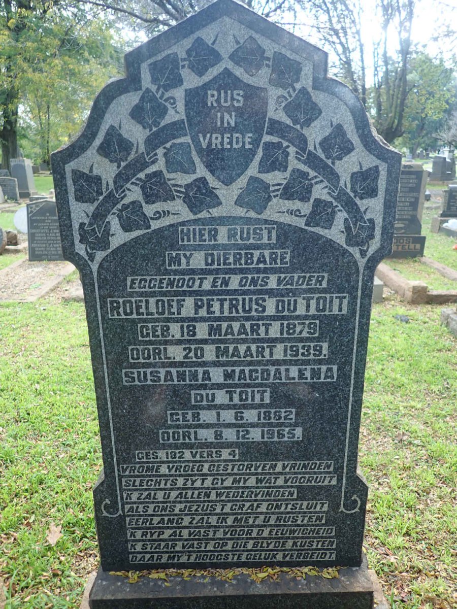 TOIT Roeloef Petrus, du 1879-1939 &amp; Susanna Magdalena 1882-1965