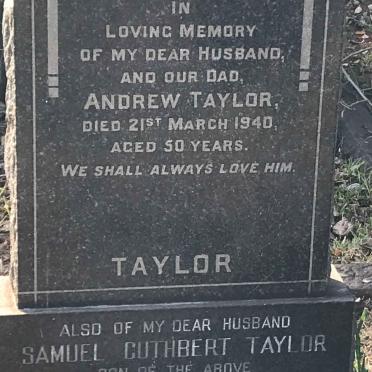 TAYLOR Andrew -1940 :: TAYLOR Samuel Cuthbert 1923-1969