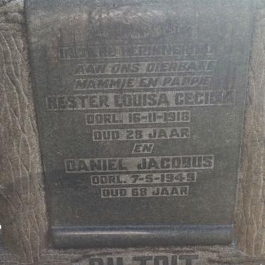 TOIT Daniel Jacobus, du -1949 &amp; Hester Louisa Cecilia -1918
