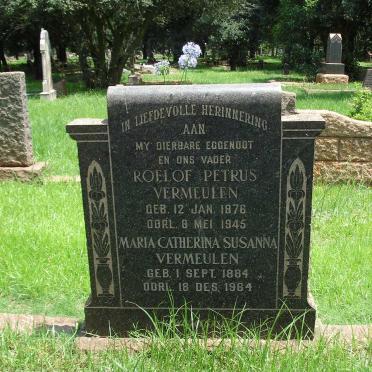 VERMEULEN Roelof Petrus 1876-1945 &amp; Maria Catherina Susanna 1884-1964