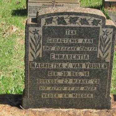 VUUREN Emmarentia Magrietha, J. van 1916-1929 