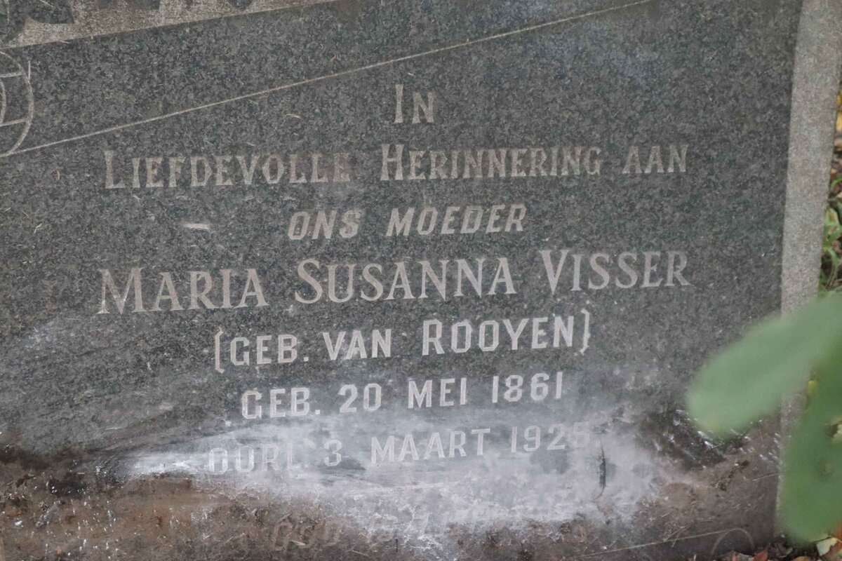 VISSER Maria Susanna nee VAN ROOYEN 1861-1925