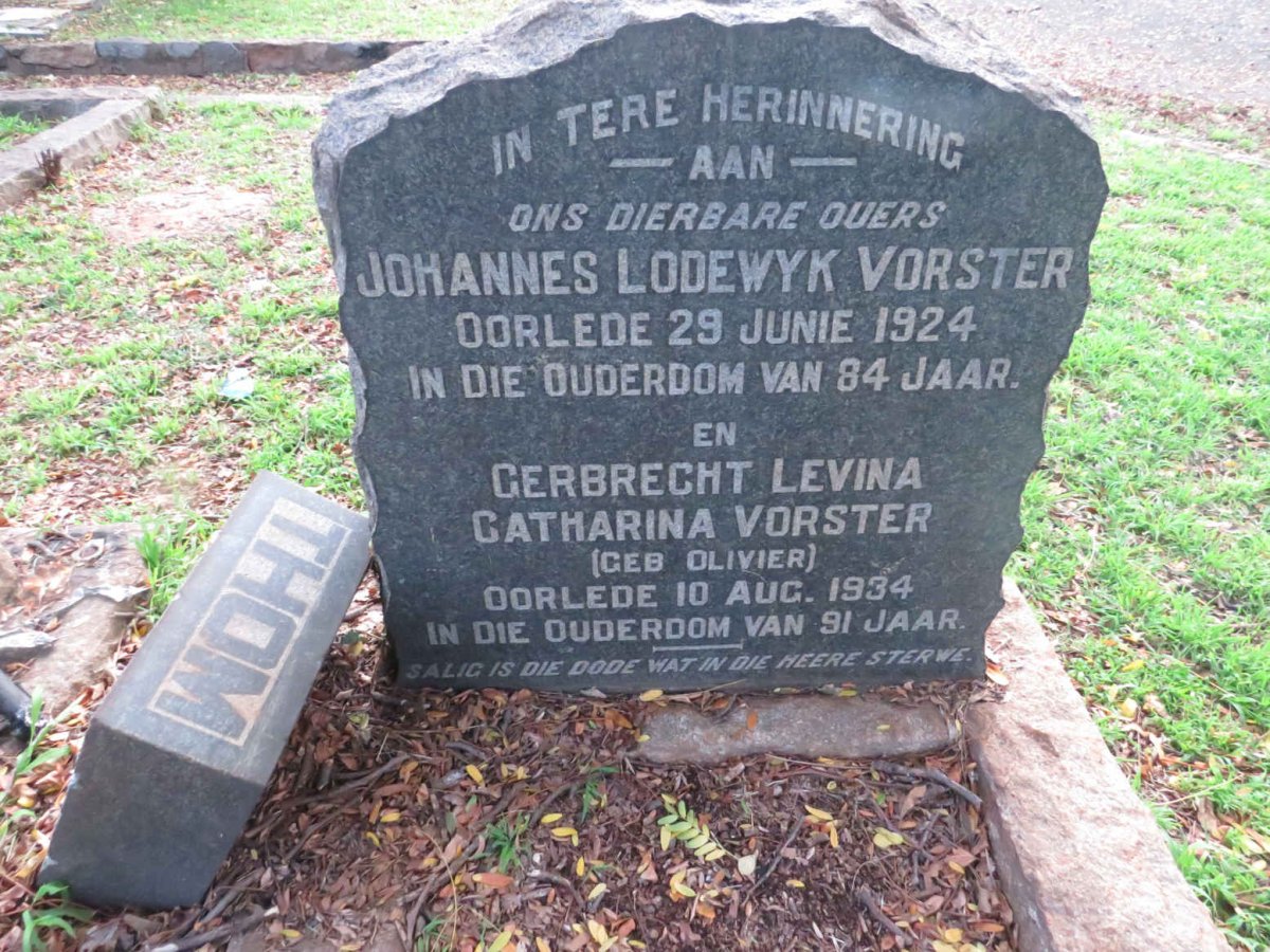 VORSTER Johannes Lodewyk -1924 &amp; Gerbrecht Levina Catharina OLIVIER -1934