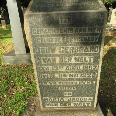 WALT Douw Gerbrand, van der 1862-1920 &amp; Maria Jacoba 1863-1931