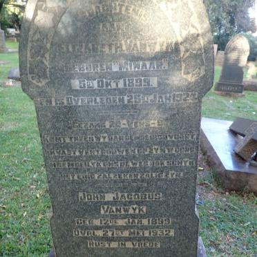 WYK John Jacobus, van 1893-1932 &amp; Elizabeth MINAAR 1899-1924