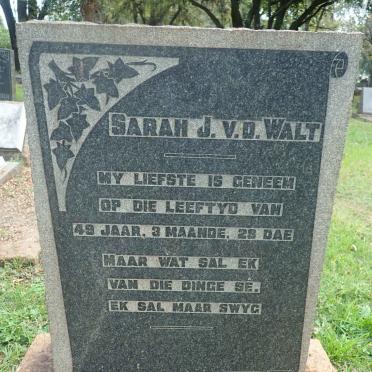 WALT Sarah J., v.d.