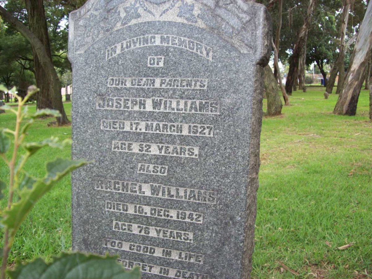 WILLIAMS Joseph -1927 &amp; Rachel -1942
