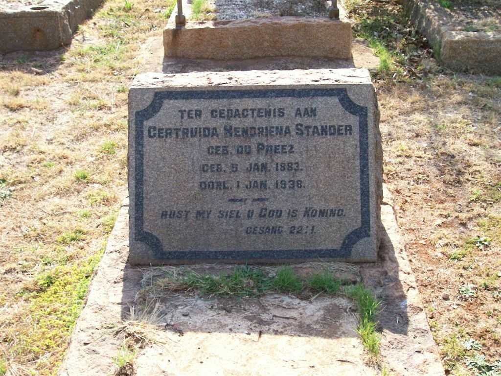 STANDER Gertruida Hendriena nee DU PREEZ 1883-1838