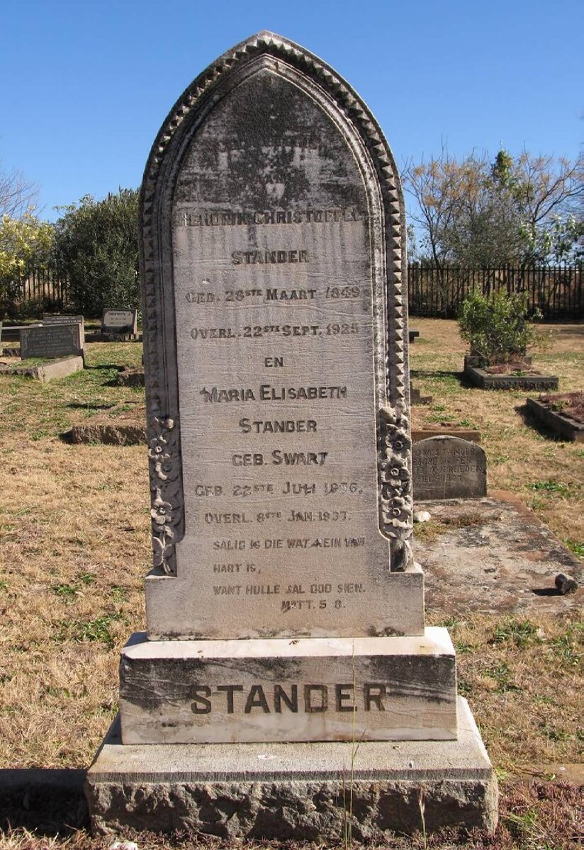 STANDER Hendrik Christoffel 1849-1925 &amp; Maria Elizabeth SWART 18?6-1937