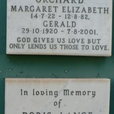 ORCHARD Gerald 1920-2001 &amp; Margaret Elizabeth 1922-1982 :: LANGE Doris 1900-1983