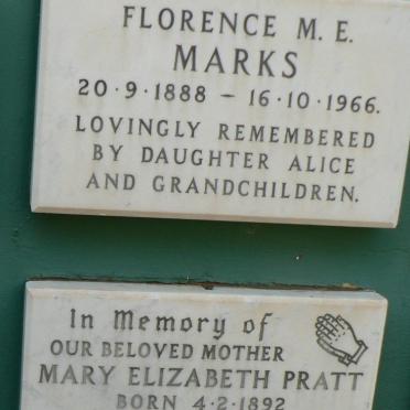 MARKS Florence M.E. 1888-1966 :: PRATT Mary Elizabeth 1892-1971