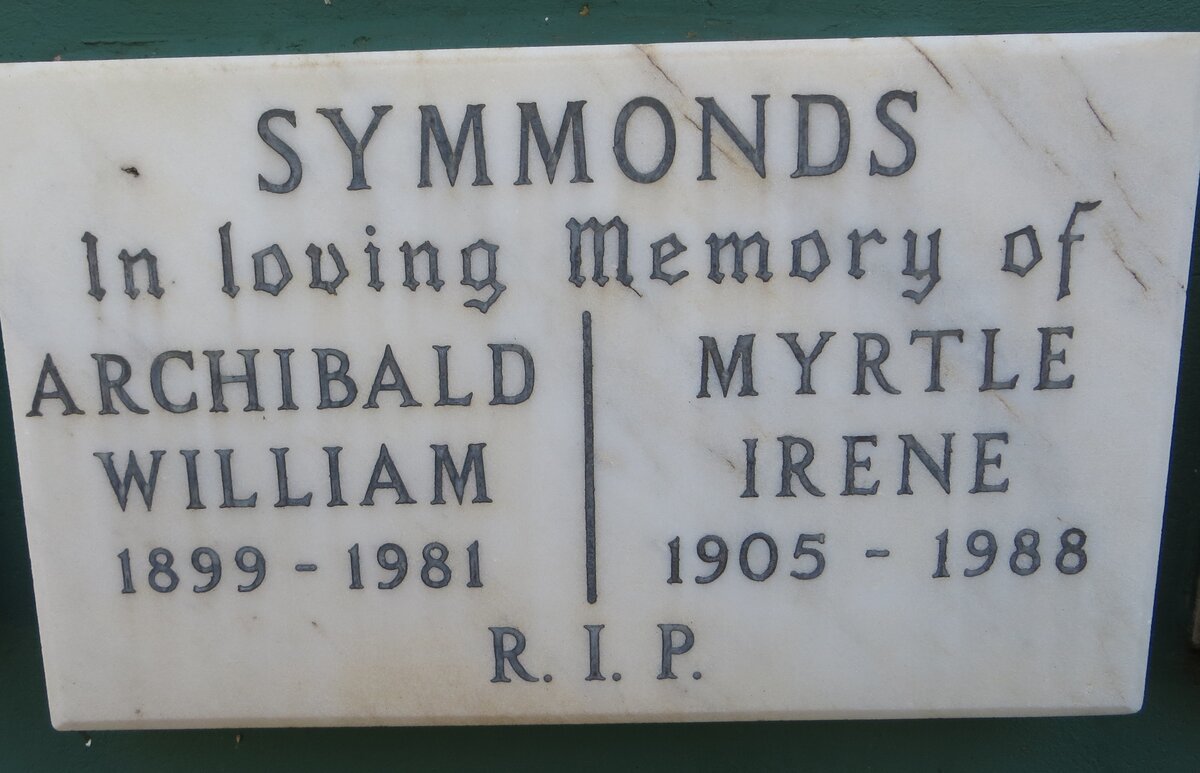 SYMMONDS Archibald William 1899-1981 &amp; Myrtle Irene 1905-1988