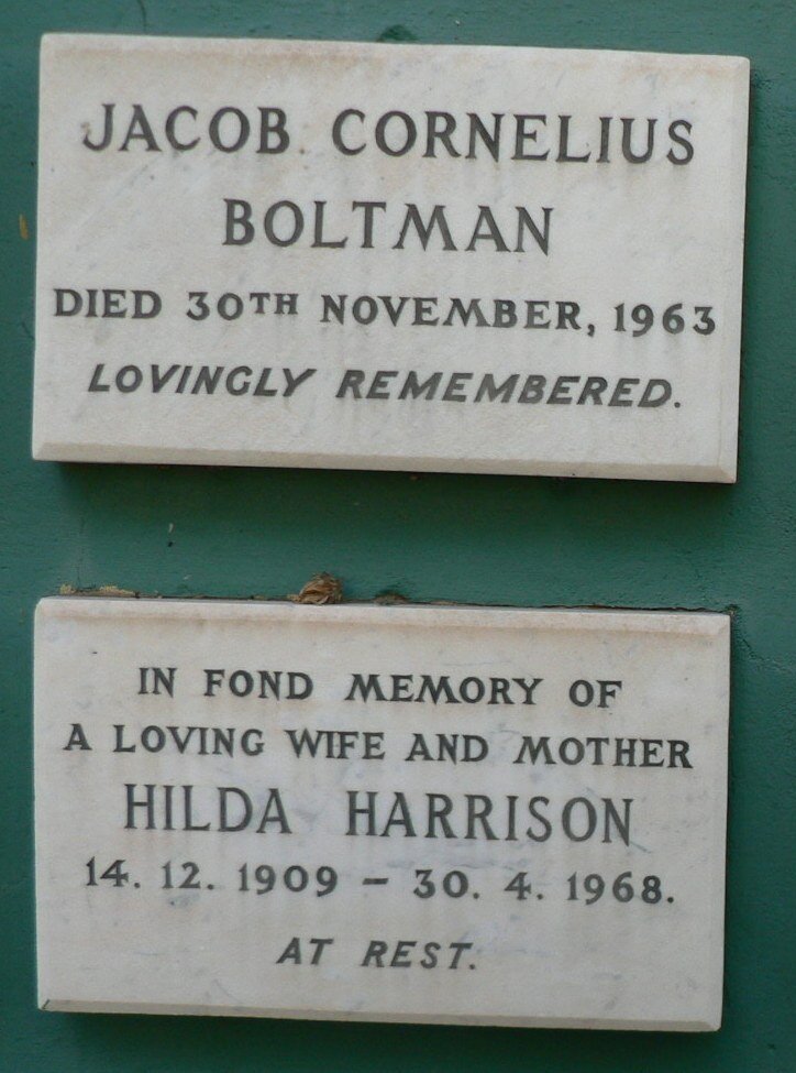 BOLTMAN Jacob Cornelius -1963 :: HARRISON Hilda 1909-1968
